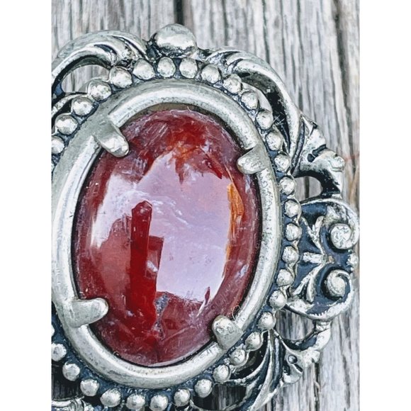 Vintage Large Red Jasper Pendant Necklace earring Set - Picture 5 of 9